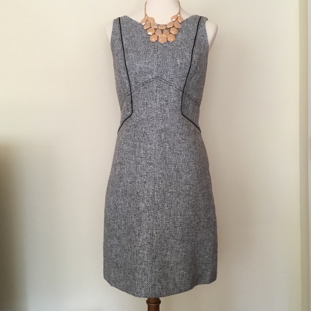 White House Black Market grey sheath dress.